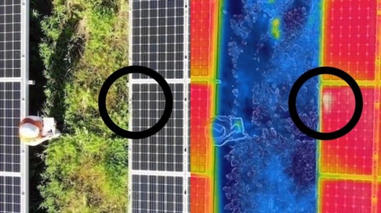 赤外線カメラによる太陽光パネルの異常箇所の発見